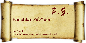 Paschka Zádor névjegykártya